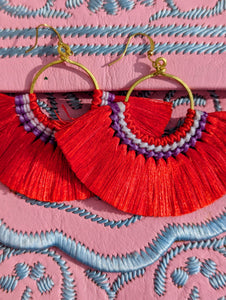 Silk fan earrings