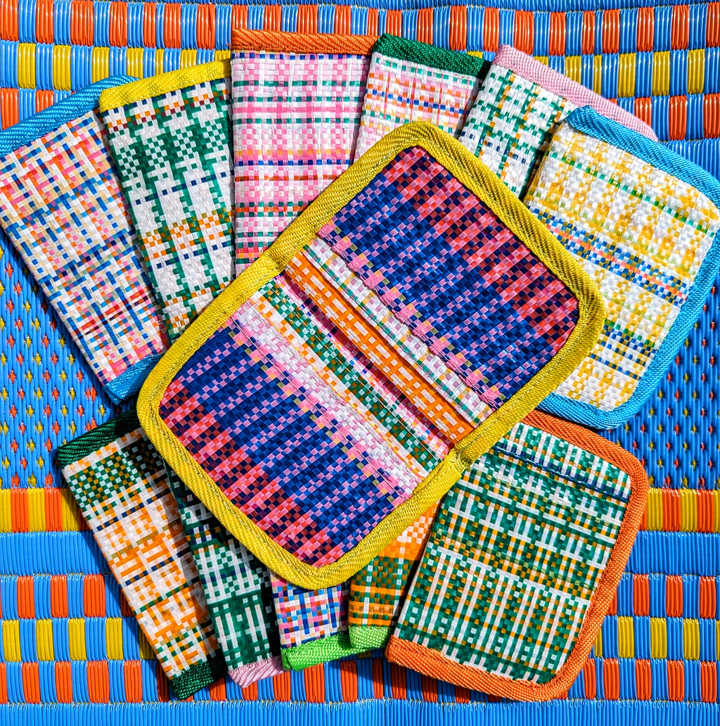 Everyday colour with these cute card wallets .

Perfectly practical , and made with fantastically bright coloured edging

Made with recycled packaging sacking in the best checks!!

13cm x 10cm

 
