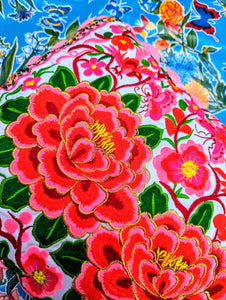 Chinese tribal embroidered peony cushions