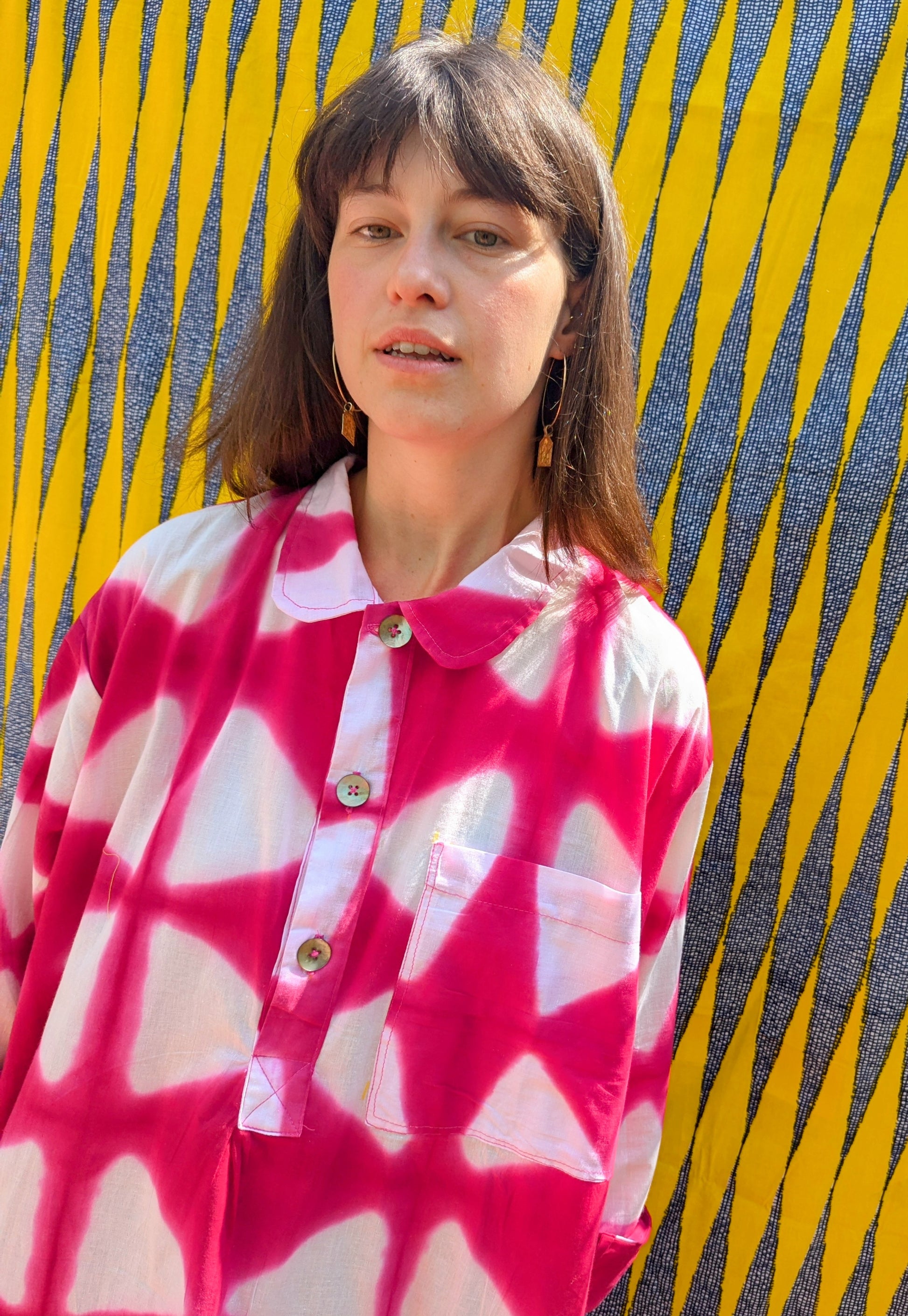 French smock shirt - shibori cotton lawn