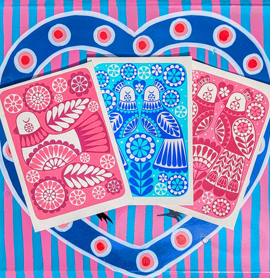 Folksy screen printed cards