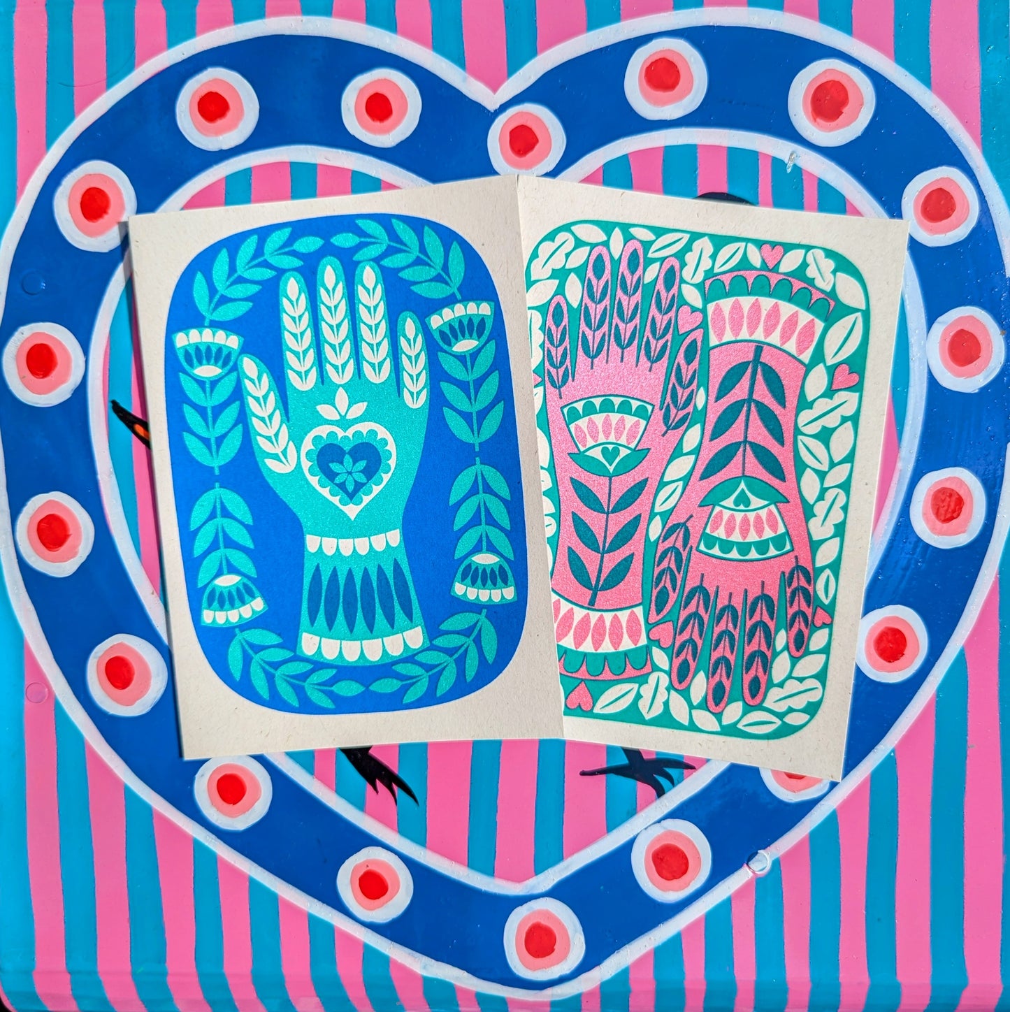 Folksy screen printed cards