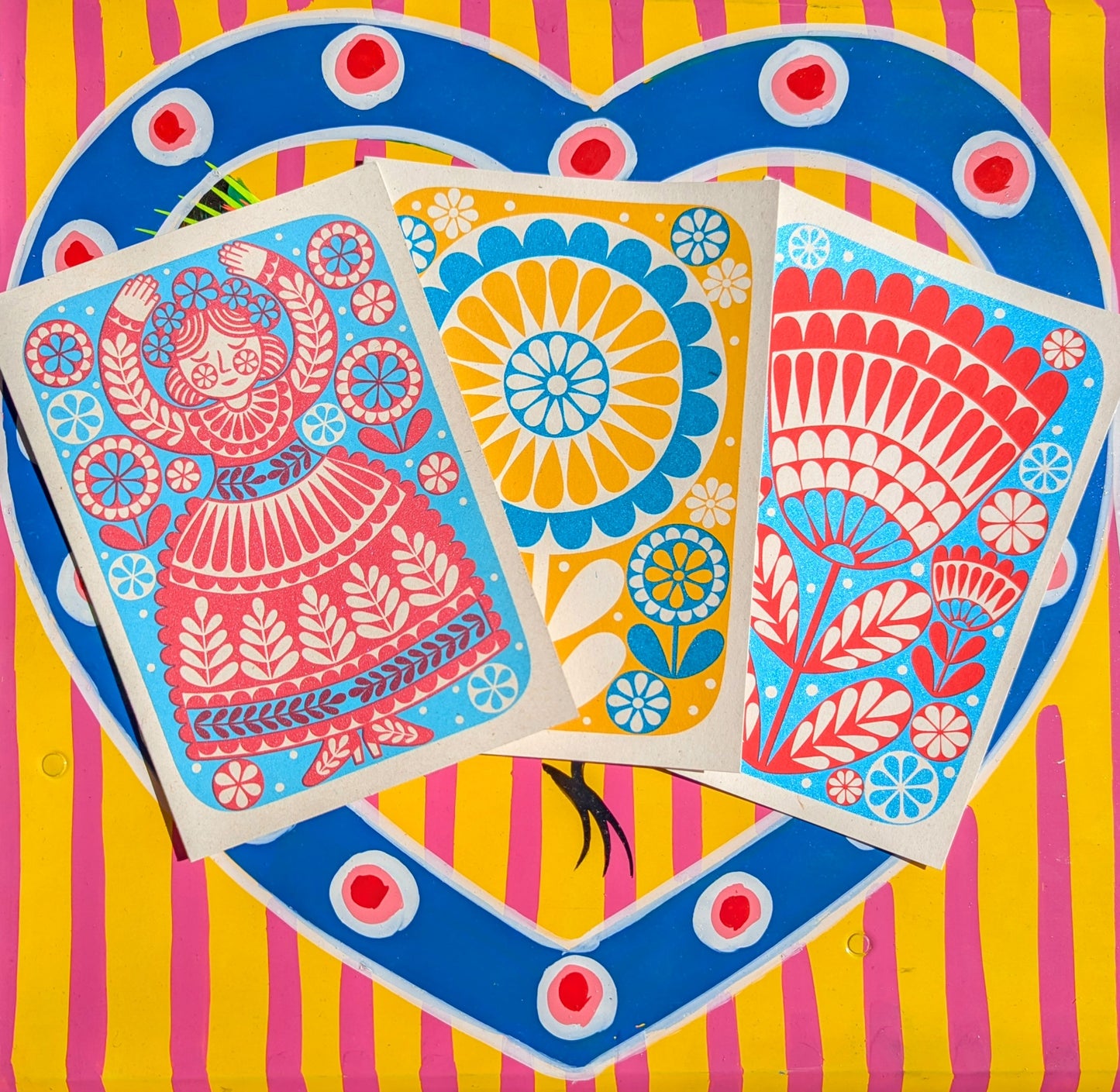 Folksy screen printed cards