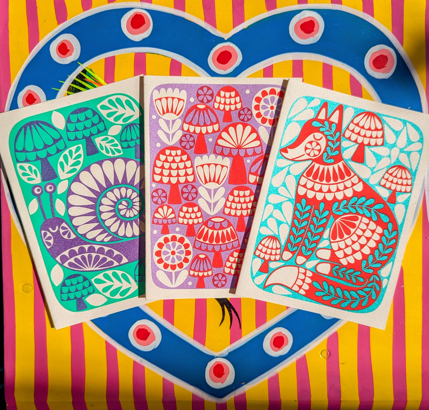 Folksy screen printed cards