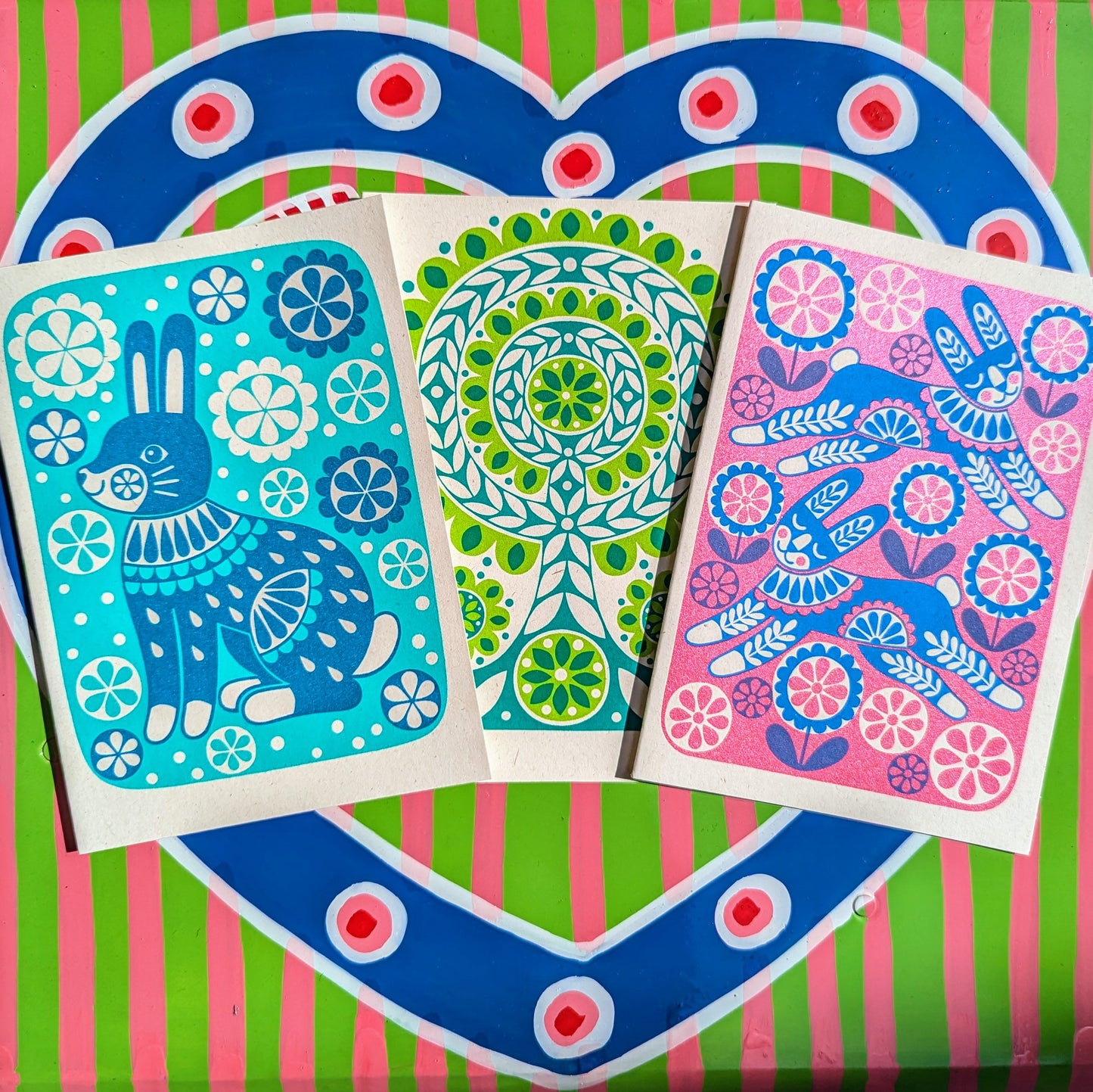Folksy screen printed cards