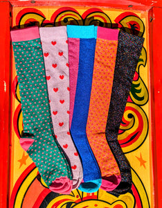 Disco-tastic socks, soft to the touch,and knee length !!!

Been looking for these for years, and here they are, looking good with a selection of shop girl shoes from Crocs to cowboy boots!!

made from a mix of cotton, spandex and lurex!

 

UK Size 4-7

 Glitter socks
Knee length glitter socks
