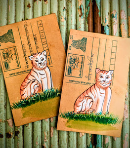 Hand painted indian postcards - forest and jungle