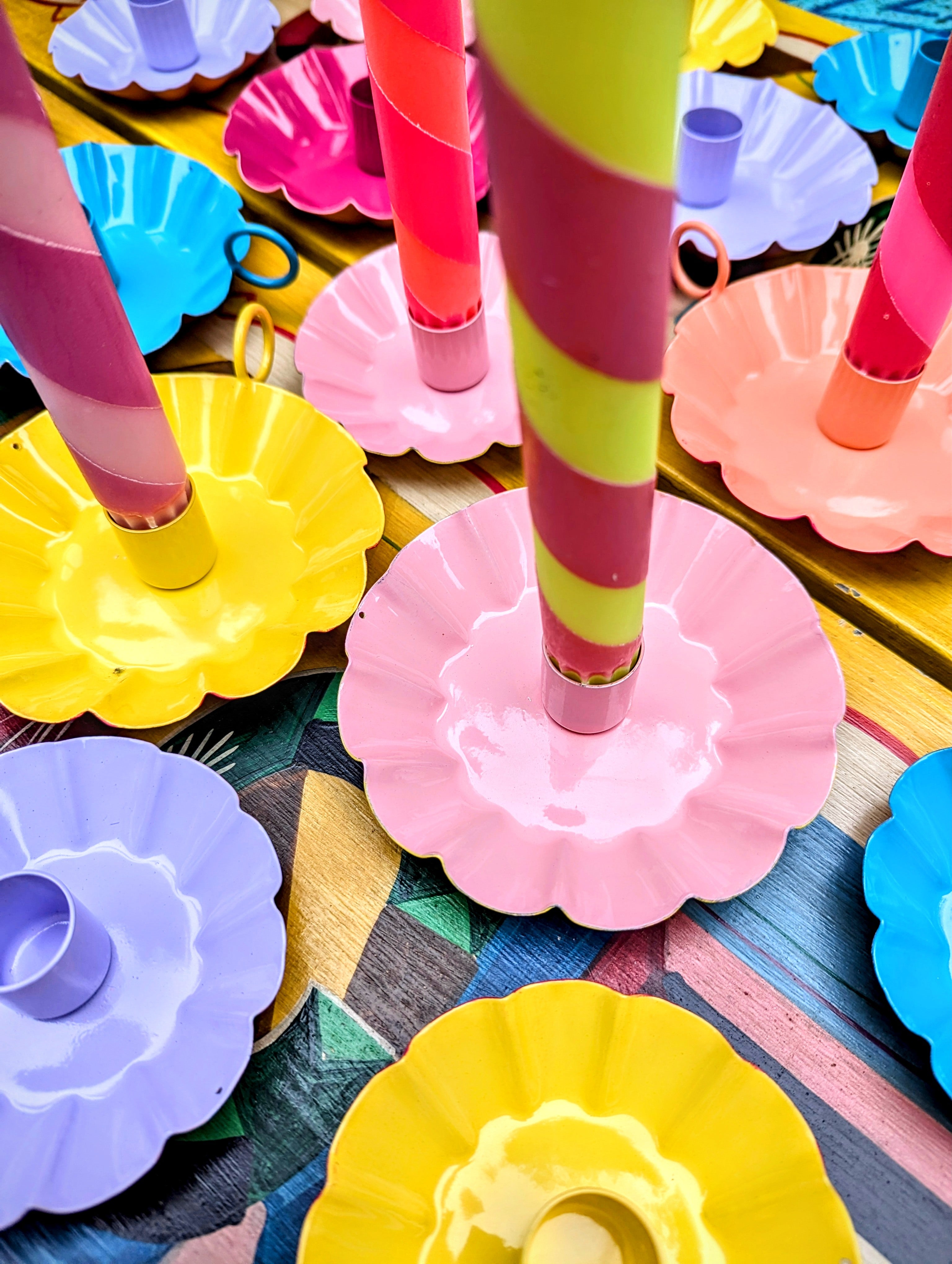 Candy enamel candle holders