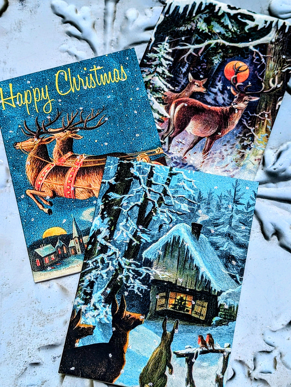 Christmas woodland creatures, beautiful, vintage style Xmas joy in the post!

All are beautiful, and are glittered too!!

Set of 3
Madame treacle 
Vintage Christmas cards 


 

 