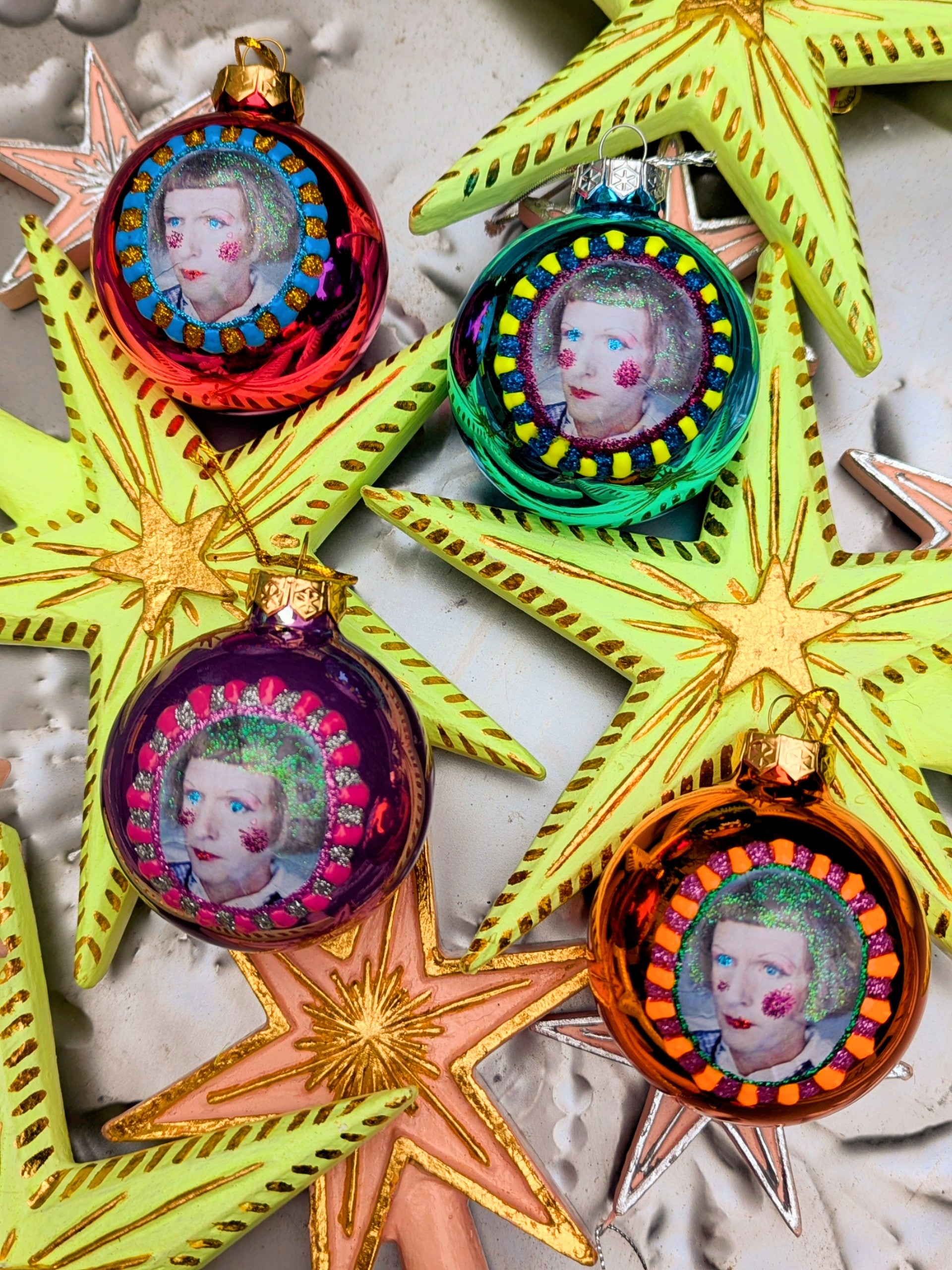 Grayson Perry glass baubles