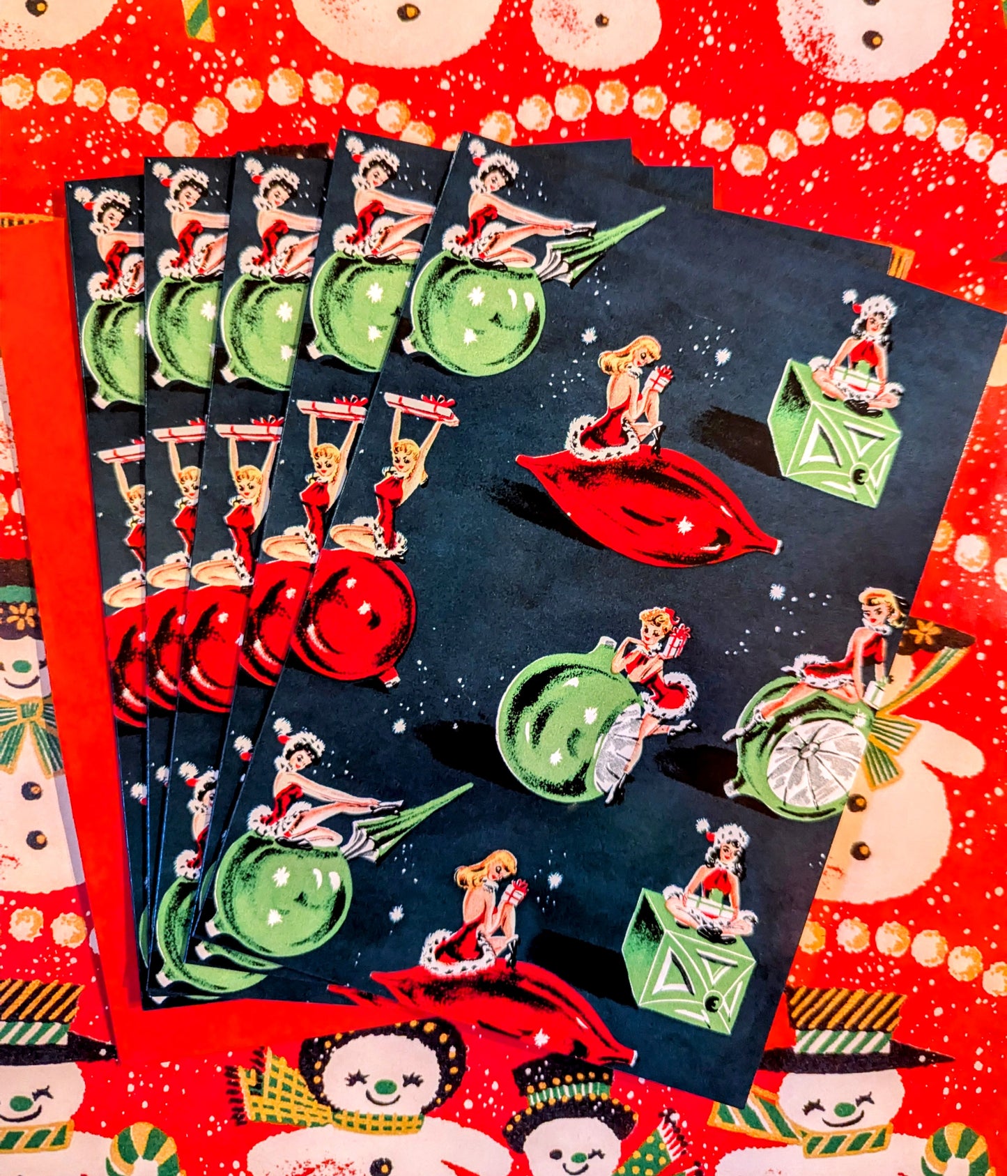 Mid century Xmas wrap card packs