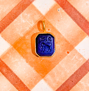 Glass intaglio zodiac pendants- gold
