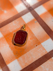 Glass intaglio zodiac pendants- gold