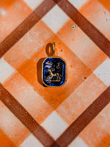 Glass intaglio zodiac pendants- gold