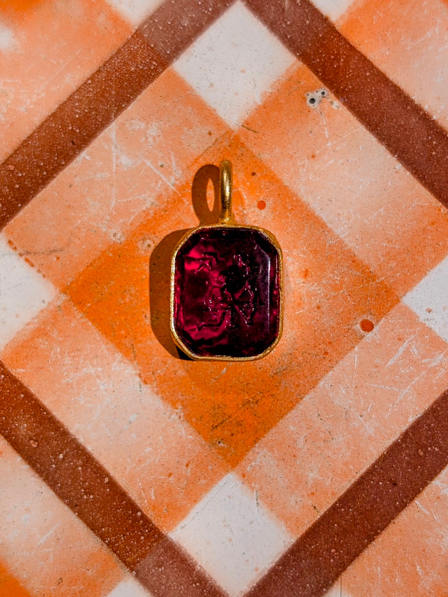 Glass intaglio zodiac pendants- gold