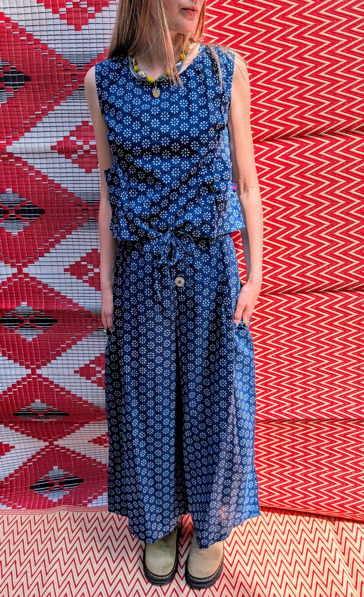 Indigo cotton lawn culottes