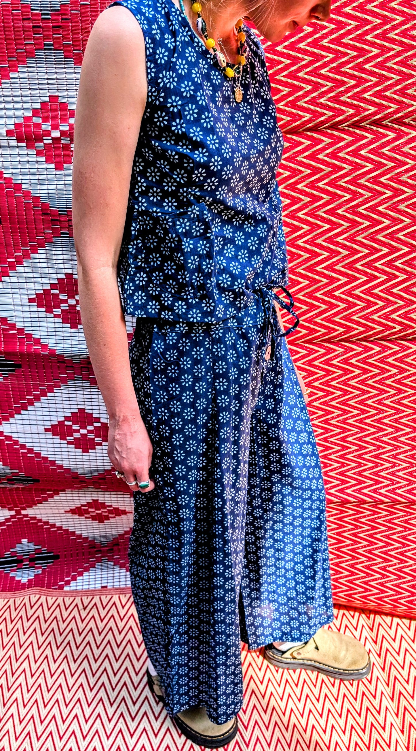 Indigo cotton lawn culottes