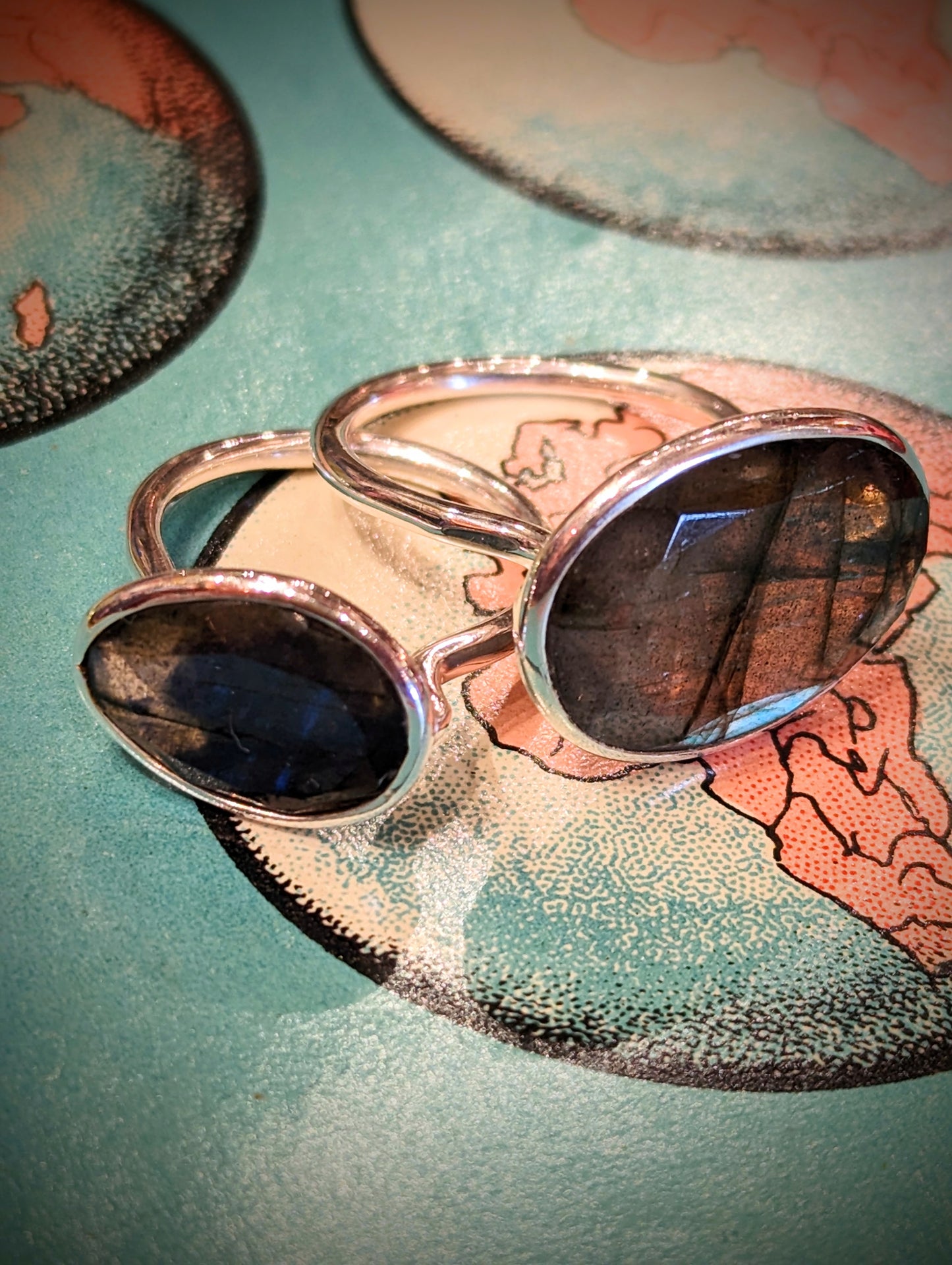 Labradorite rings
