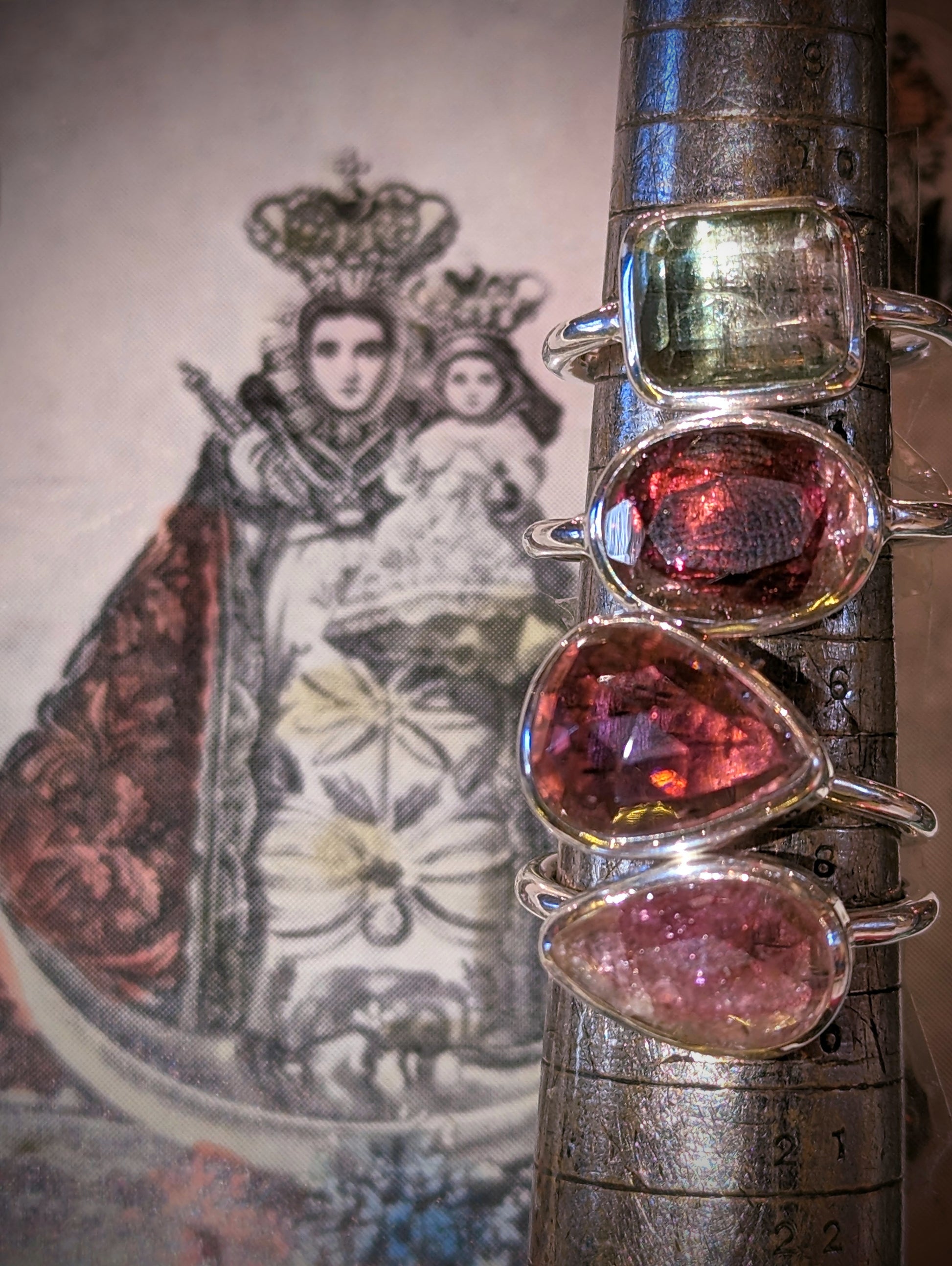 Tourmalines come in the best colours!!

Juicy shades of cold pink and green, and these are beautifully faceted and shaped too!

Numbered from top to bottom

Tourmaline and 925 silver

