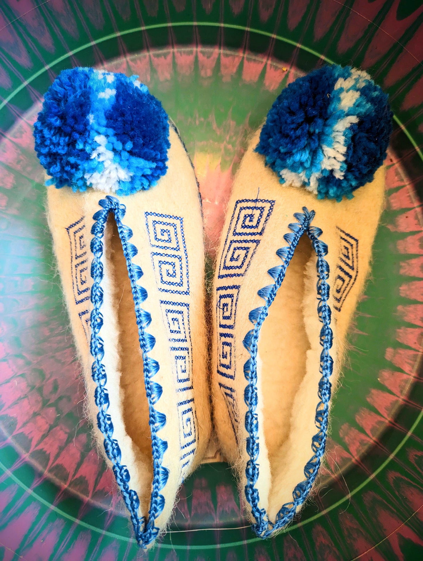 Greek pom pom slippers - size 36
