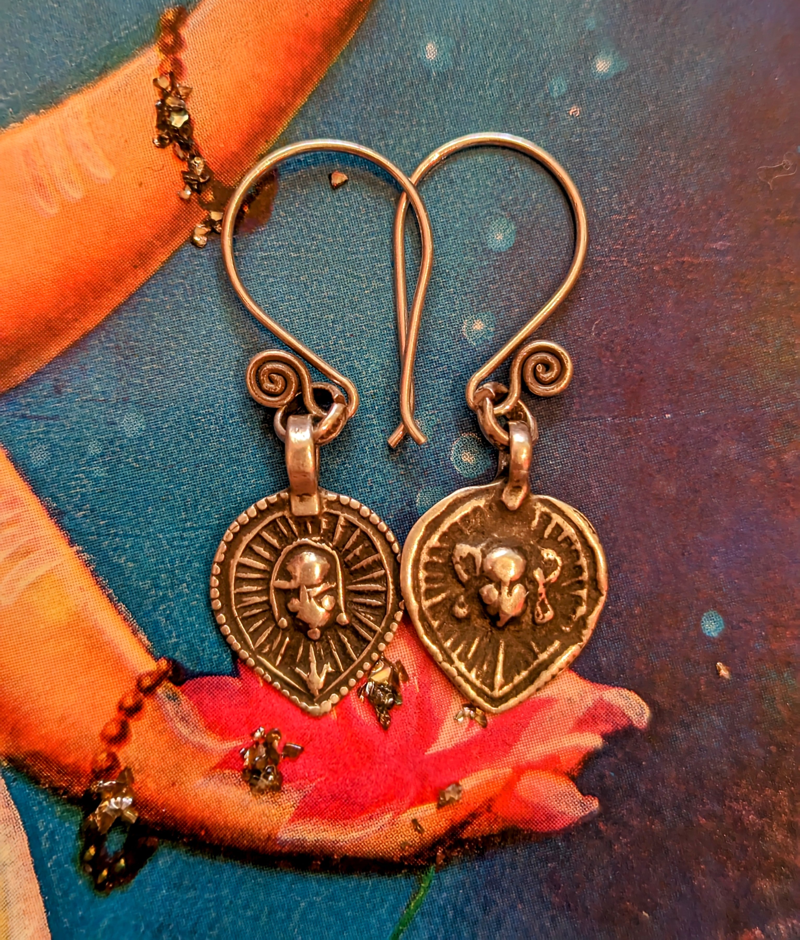 Antique Indian amulet earrings