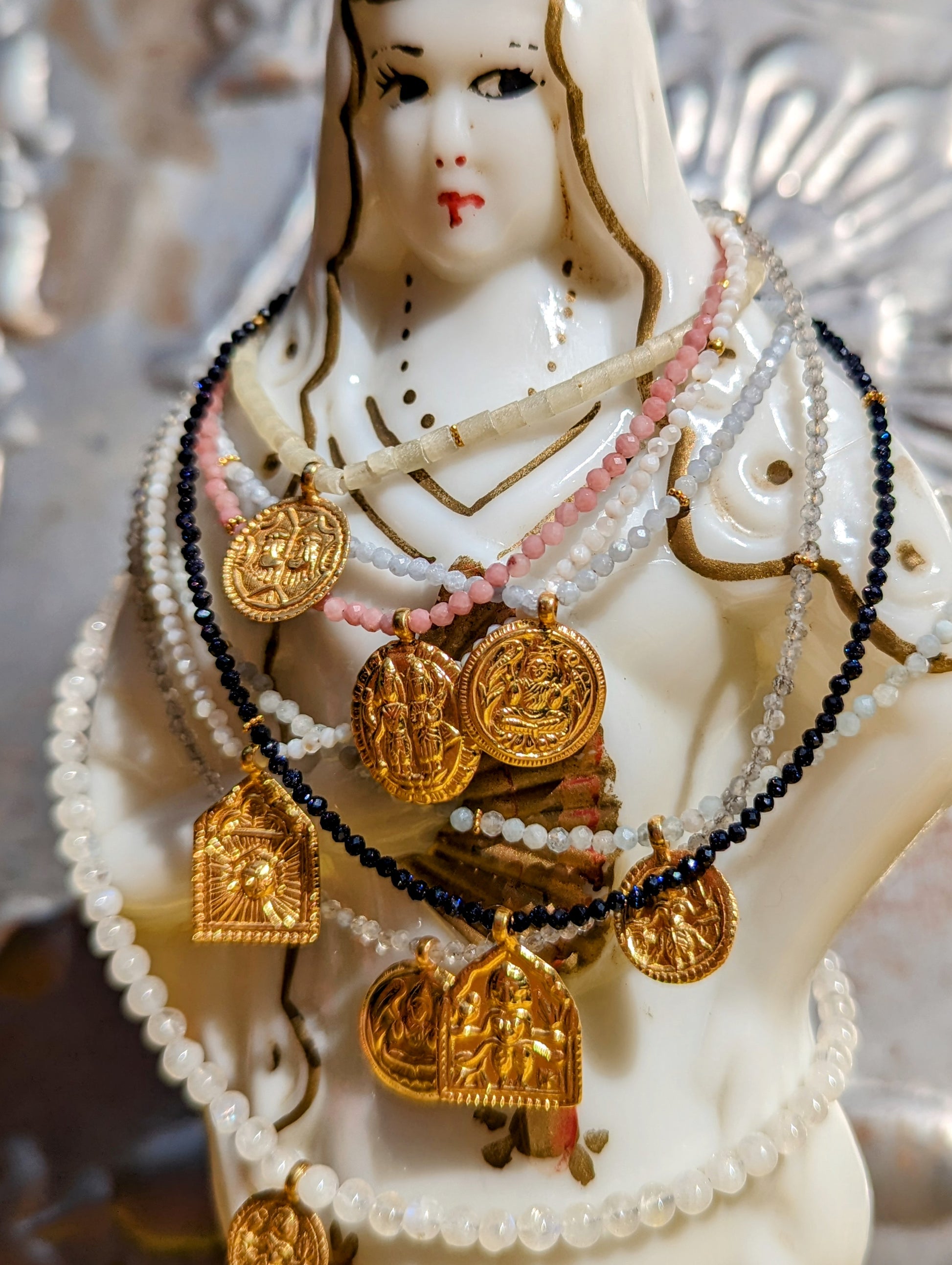 Semi precious necklaces with gold