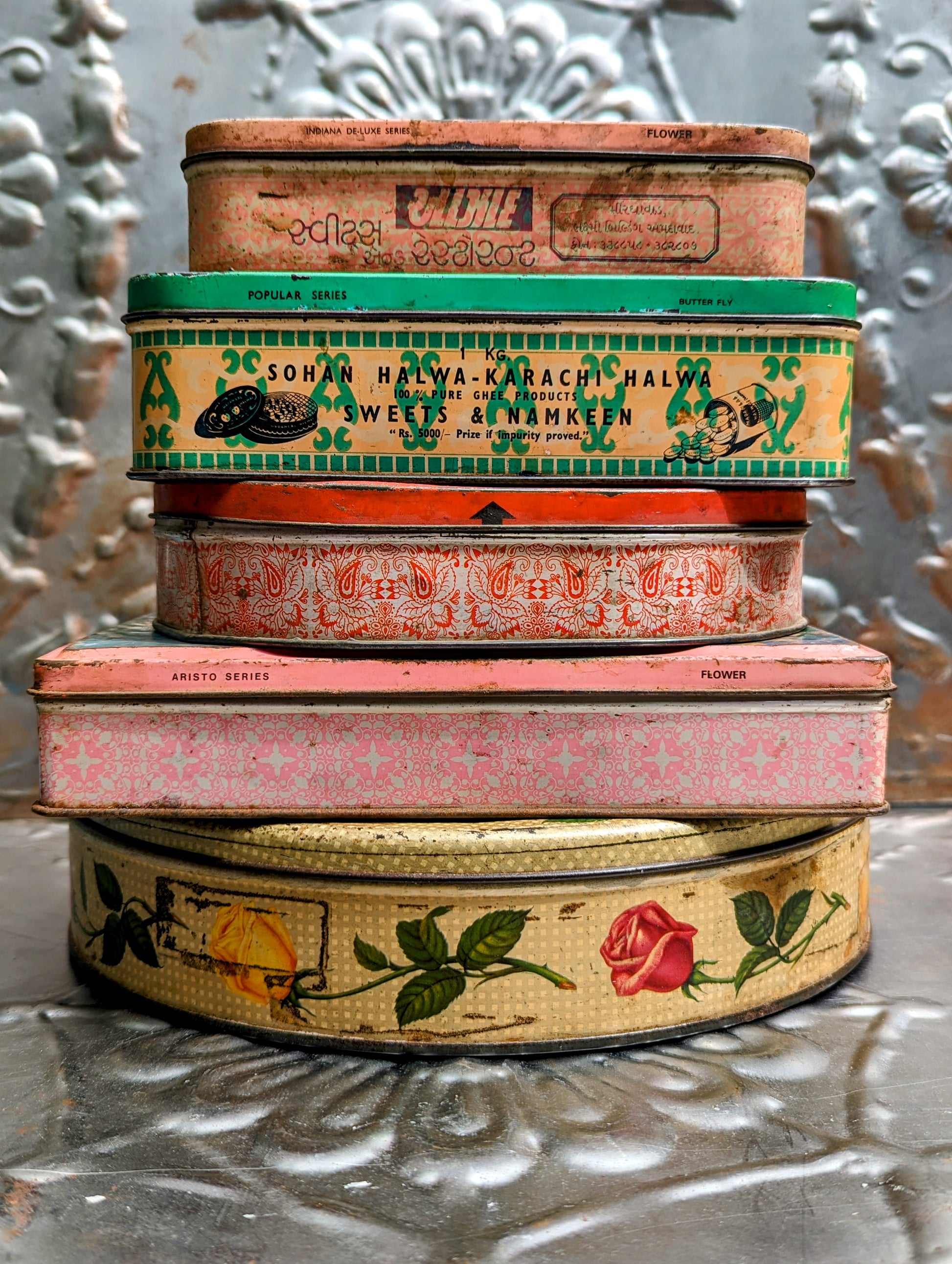 Vintage indian tins Flora and Fauna