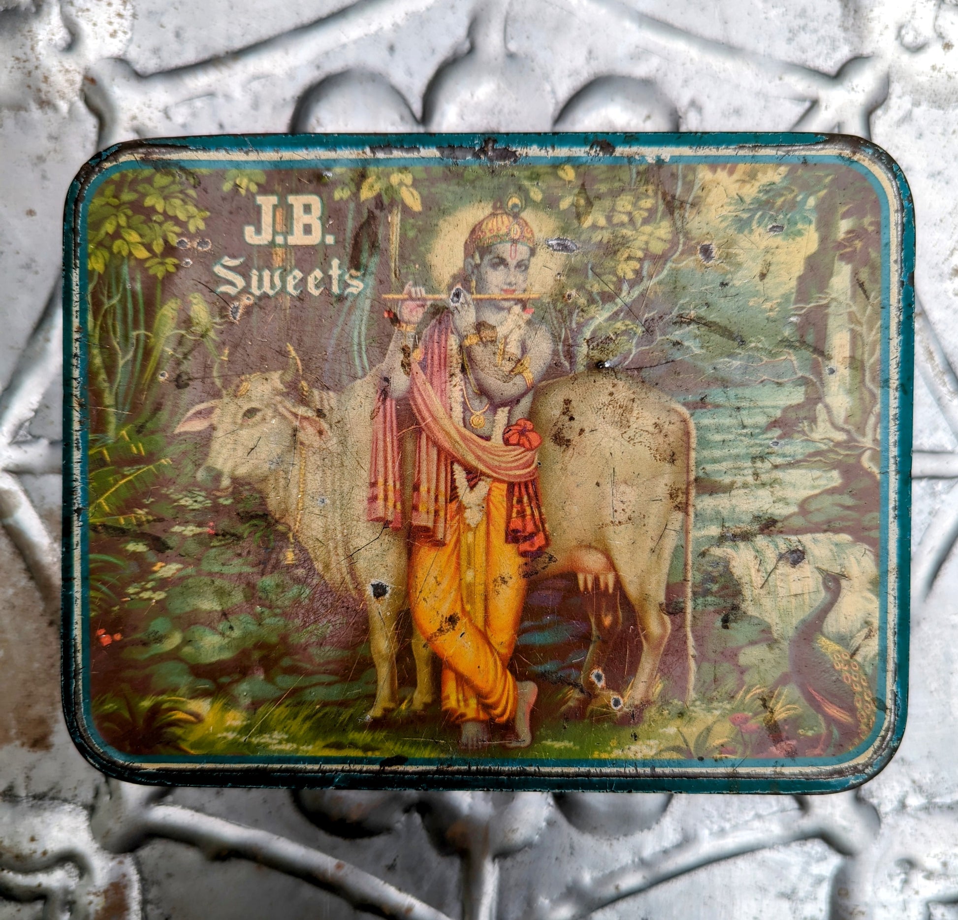 Vintage indian tins - hindu sweets, snuff and such