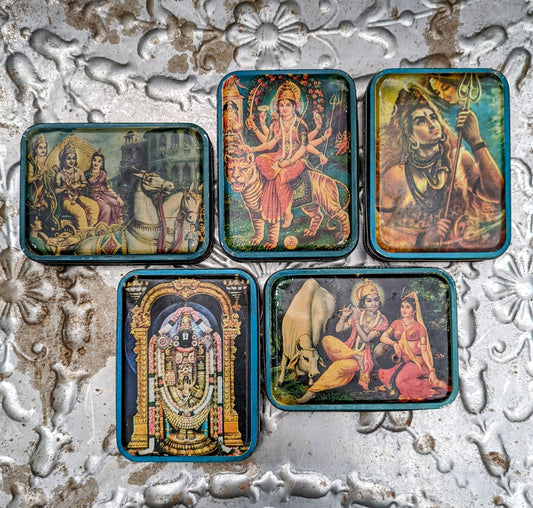Vintage indian tins - gods
