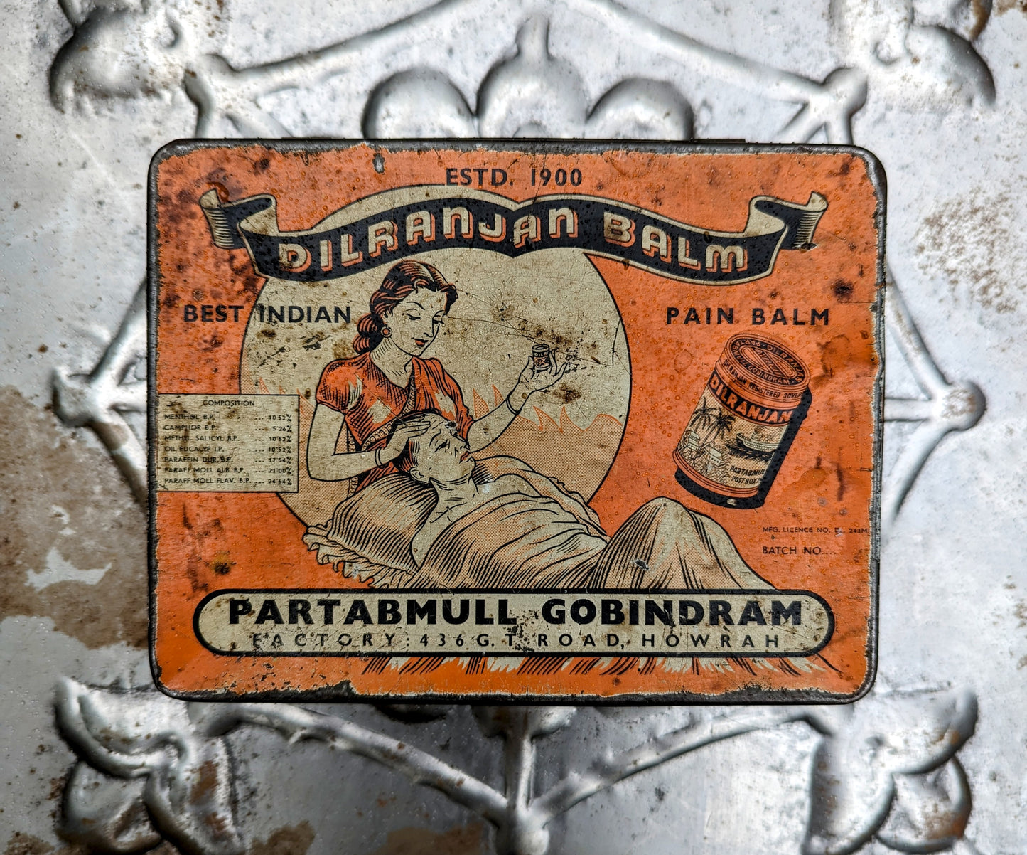 Vintage indian tins - pharmacy