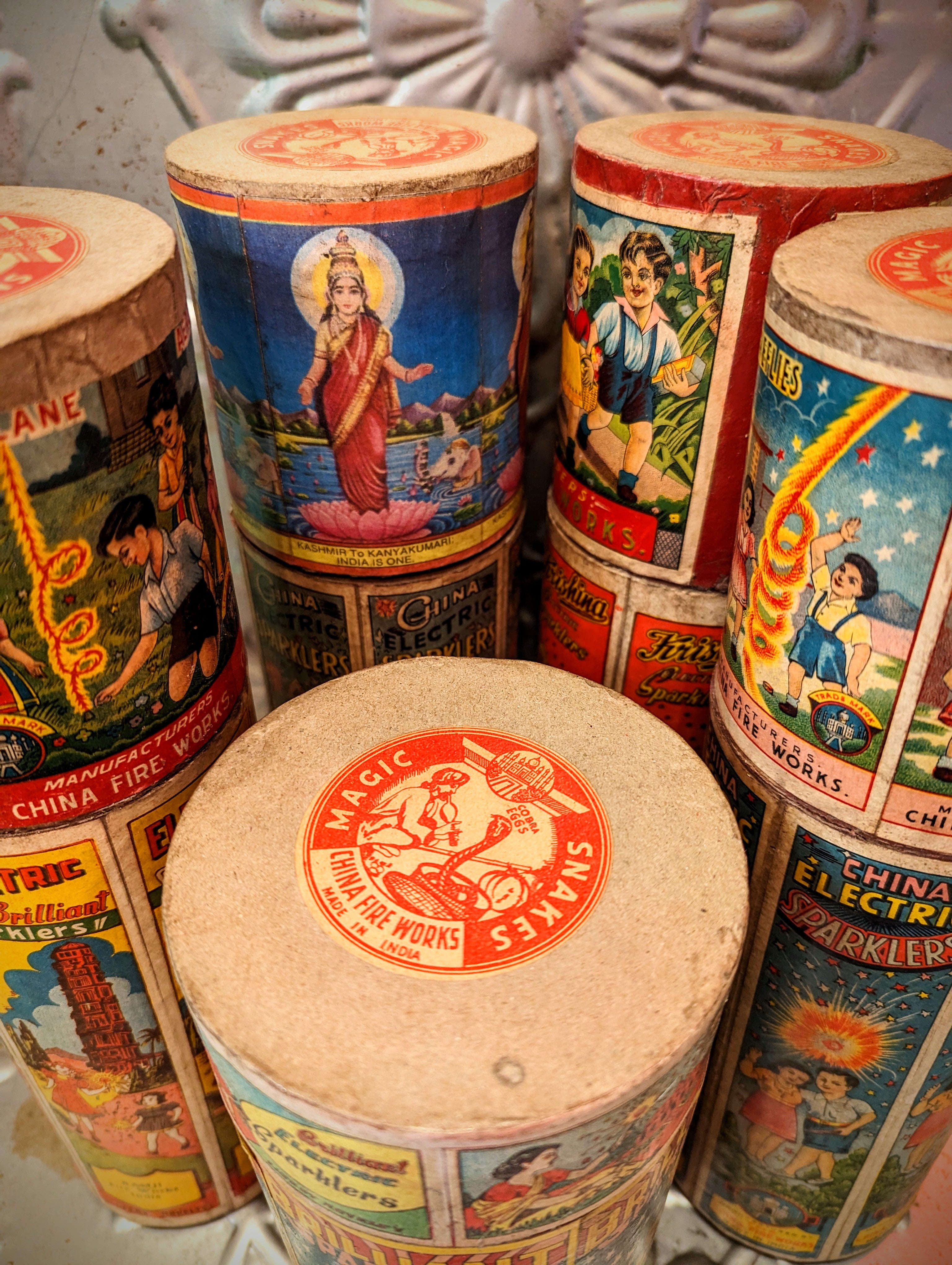 Vintage indian firework boxes