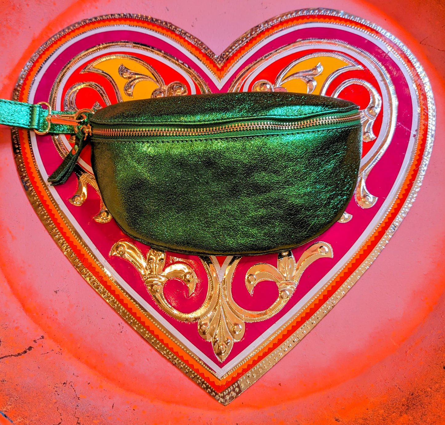 Rainbow metallic leather bum bag