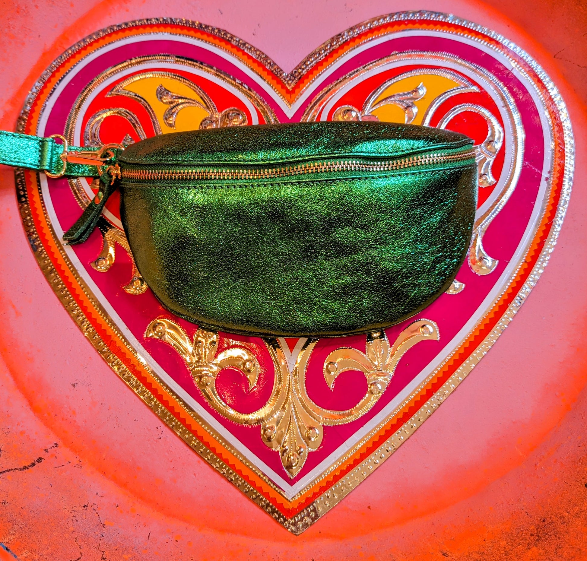 Rainbow metallic leather bum bag