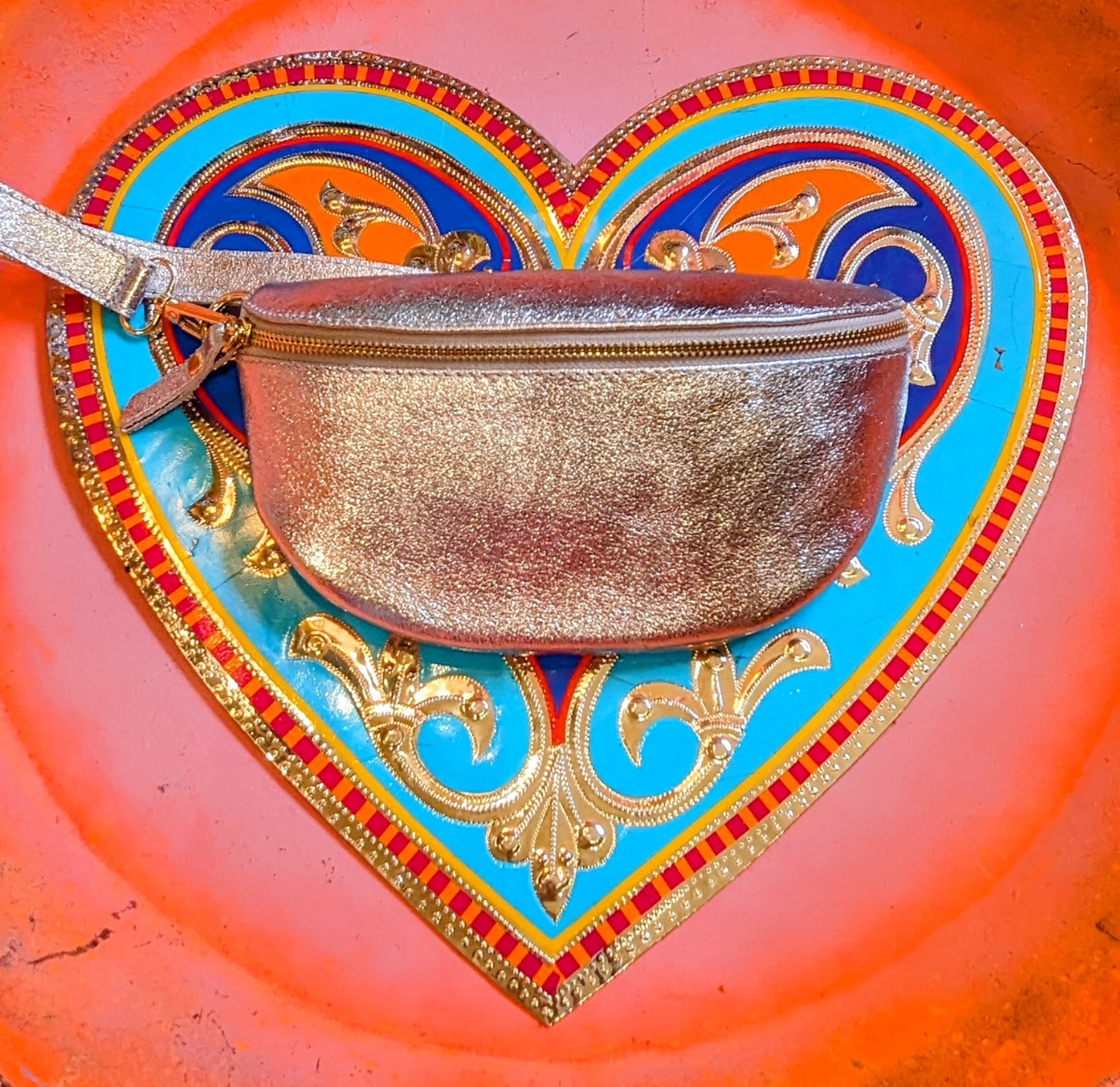 Rainbow metallic leather bum bag