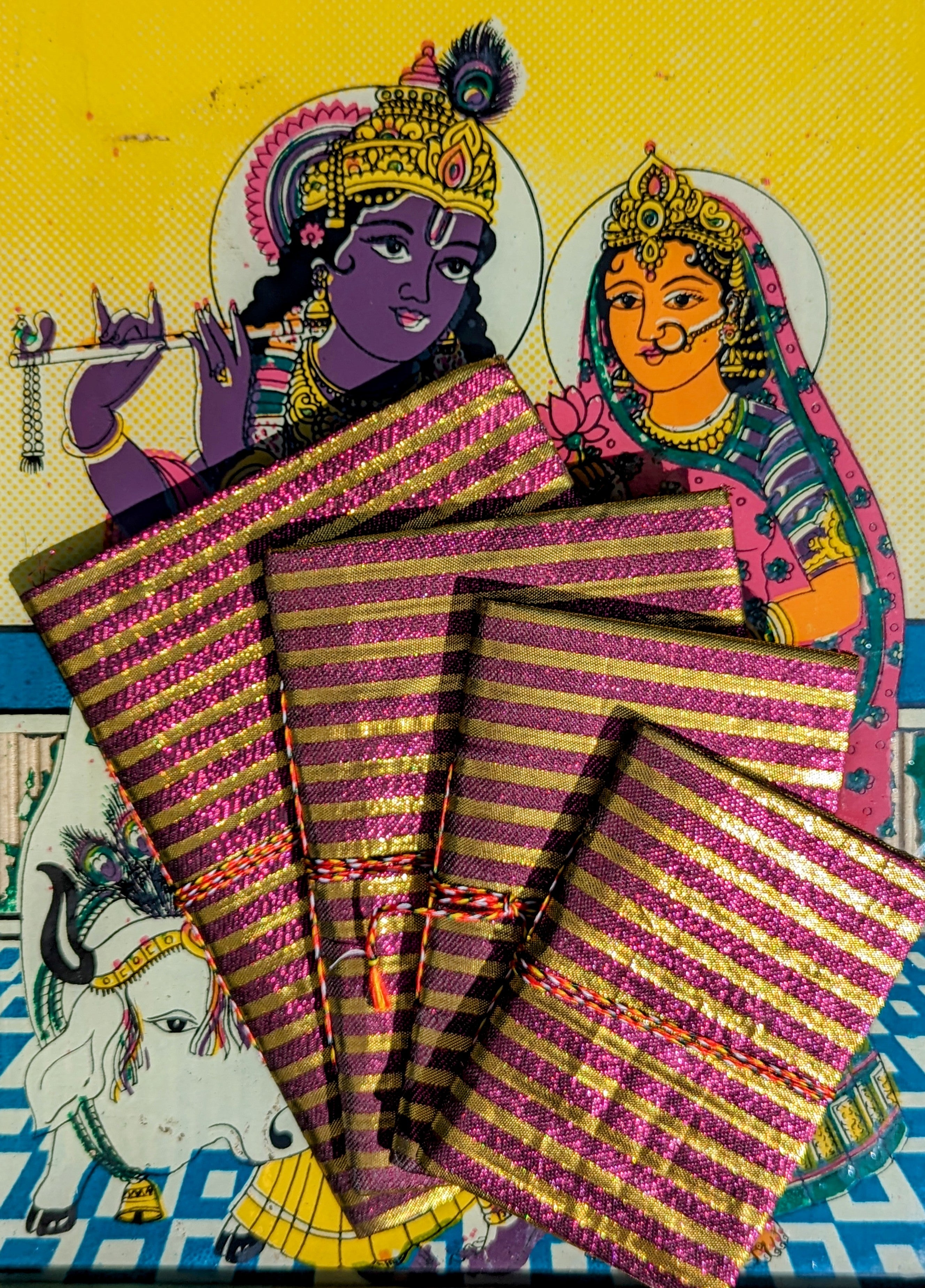 Handmade rag paper notebooks - Metallic fabric covers
