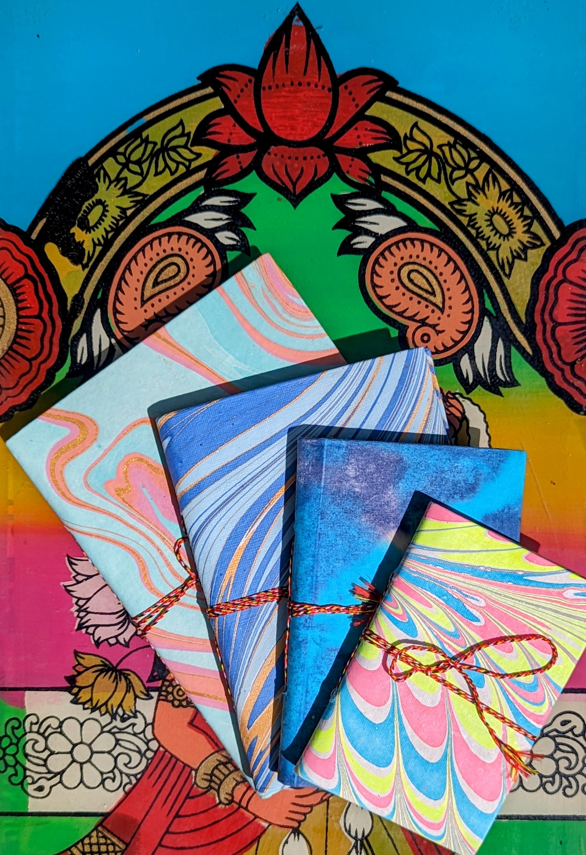 Handmade rag paper notebooks - Marbled and shibori covers – blackout ...