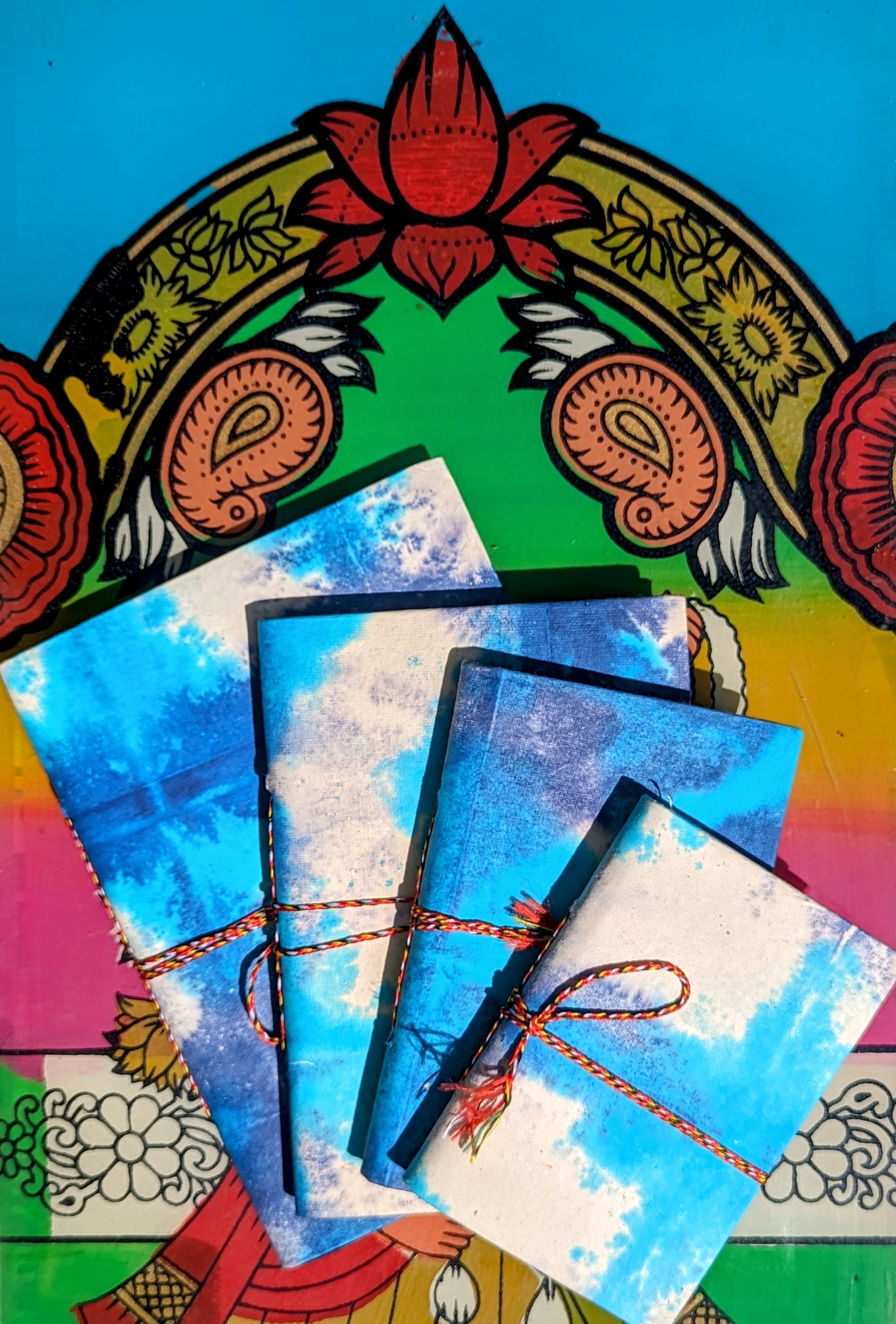 Handmade rag paper notebooks - Marbled and shibori covers