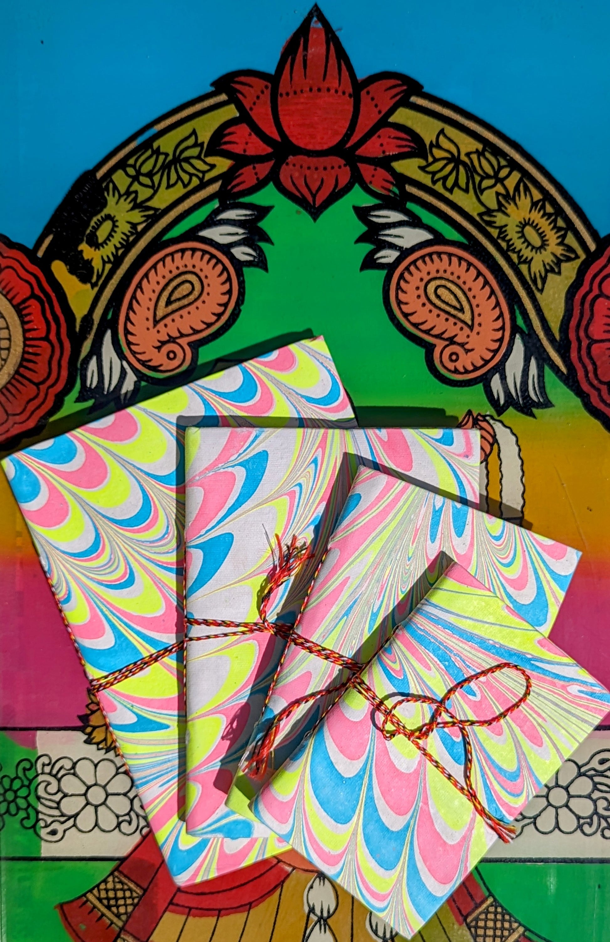 Handmade rag paper notebooks - Marbled and shibori covers