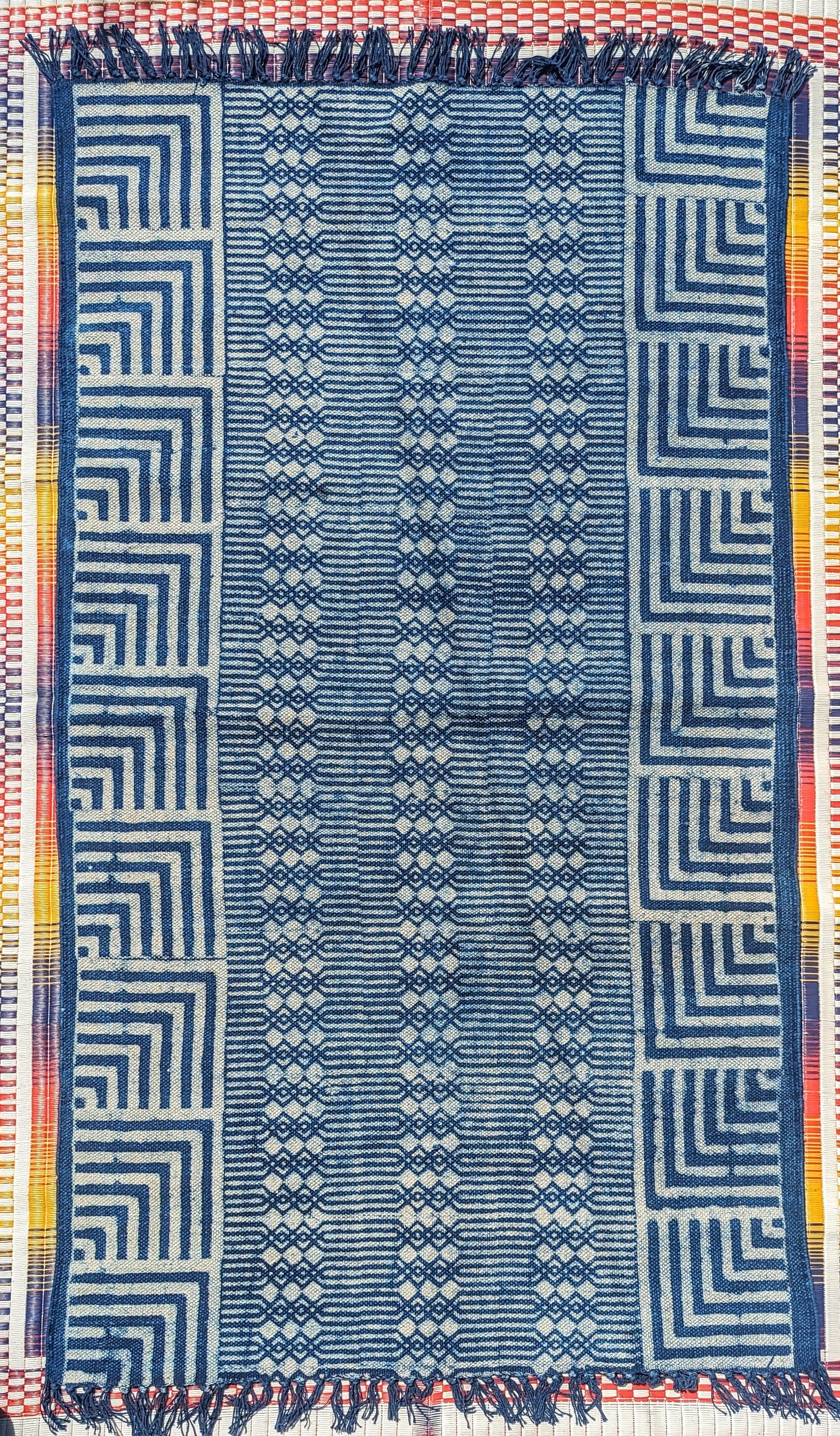Large Indigo cotton flatweave rugs