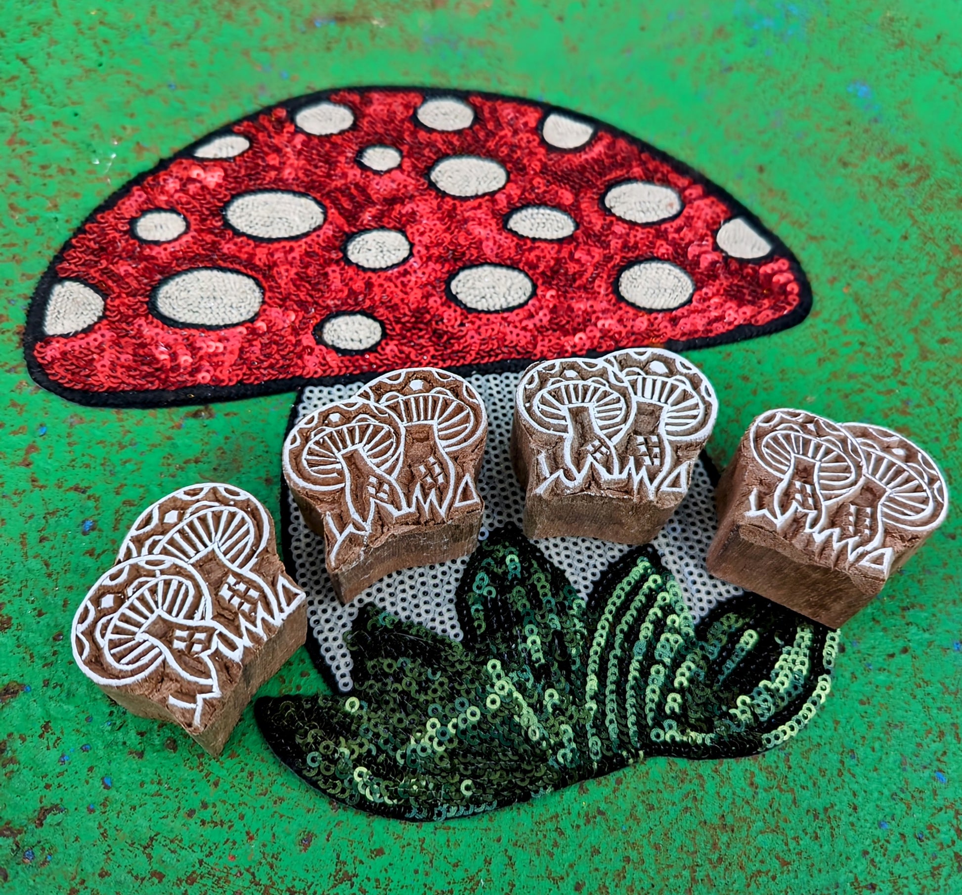 Toadstools wood blocks