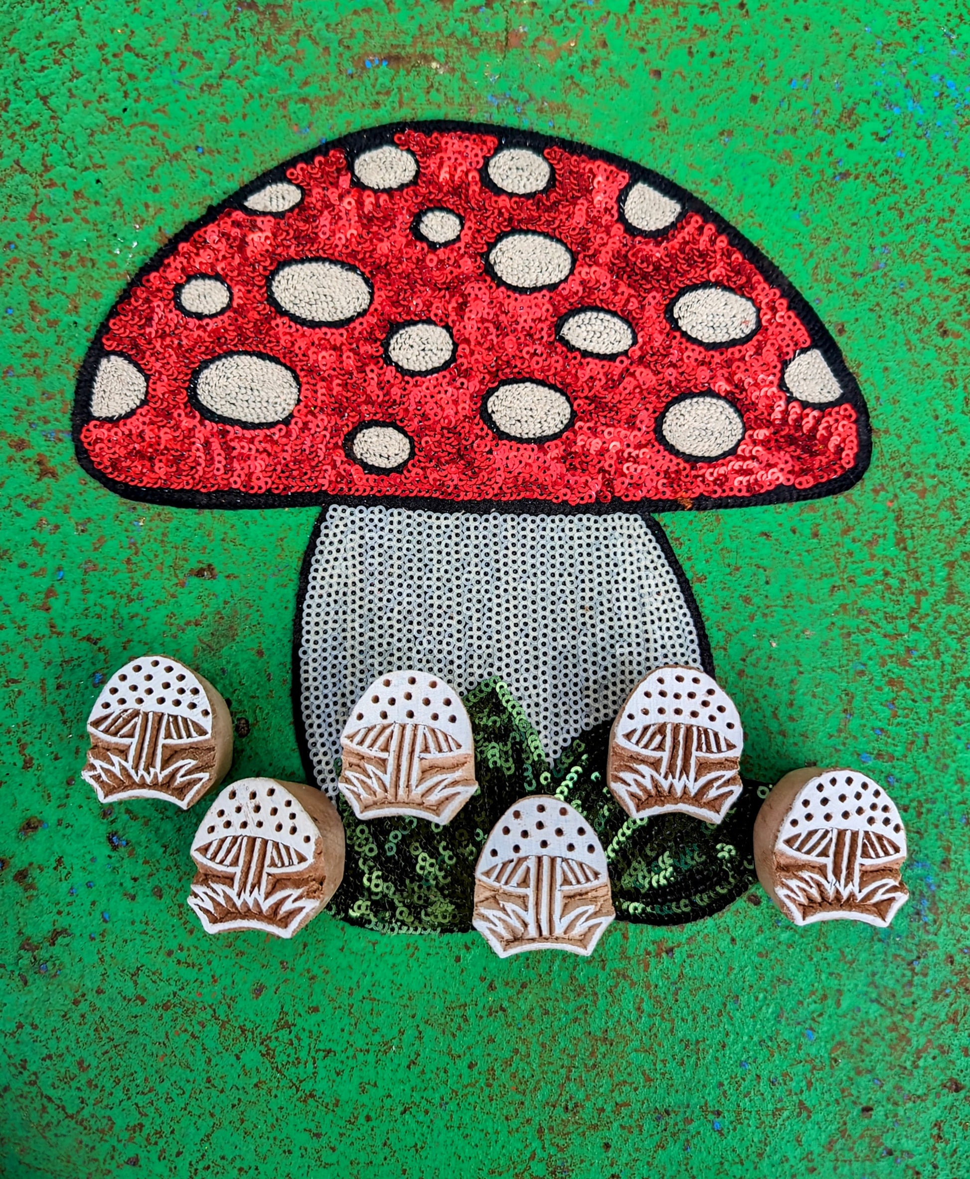 Toadstools wood blocks