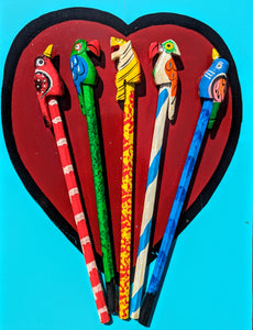 The joy of stationary!! Super cute had carved and hand painted animal pencils,, made by toy makers in Rajasthan ,perfect for that stocking filler or party bag treat!

1 pencil

20 cm long

