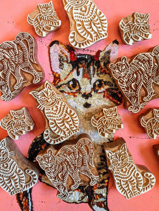 Happy cats,scary cats and kittens!

Beautifully hand carved Indian wood blocks, made from sustainable mango wood.

Sizes vary, all sold separately unless otherwise stated.

