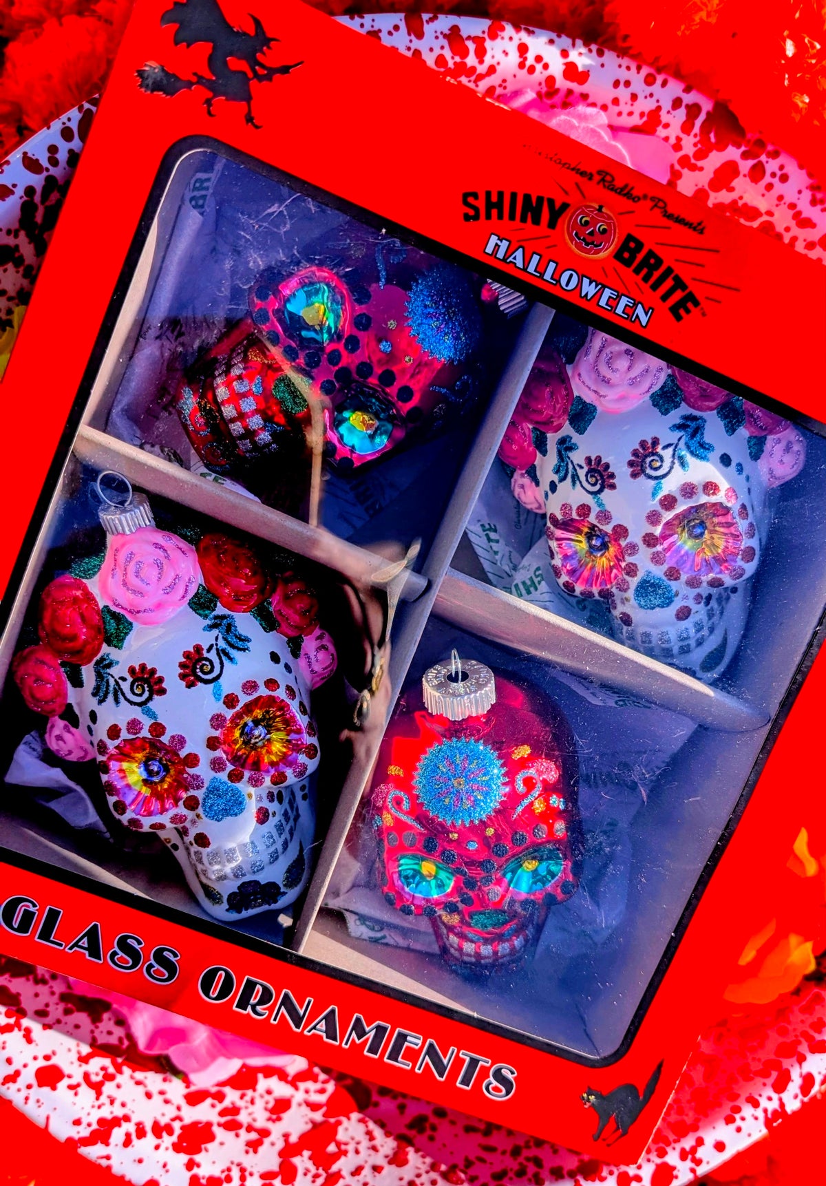 Day of the dead Shiny Brite Skulls