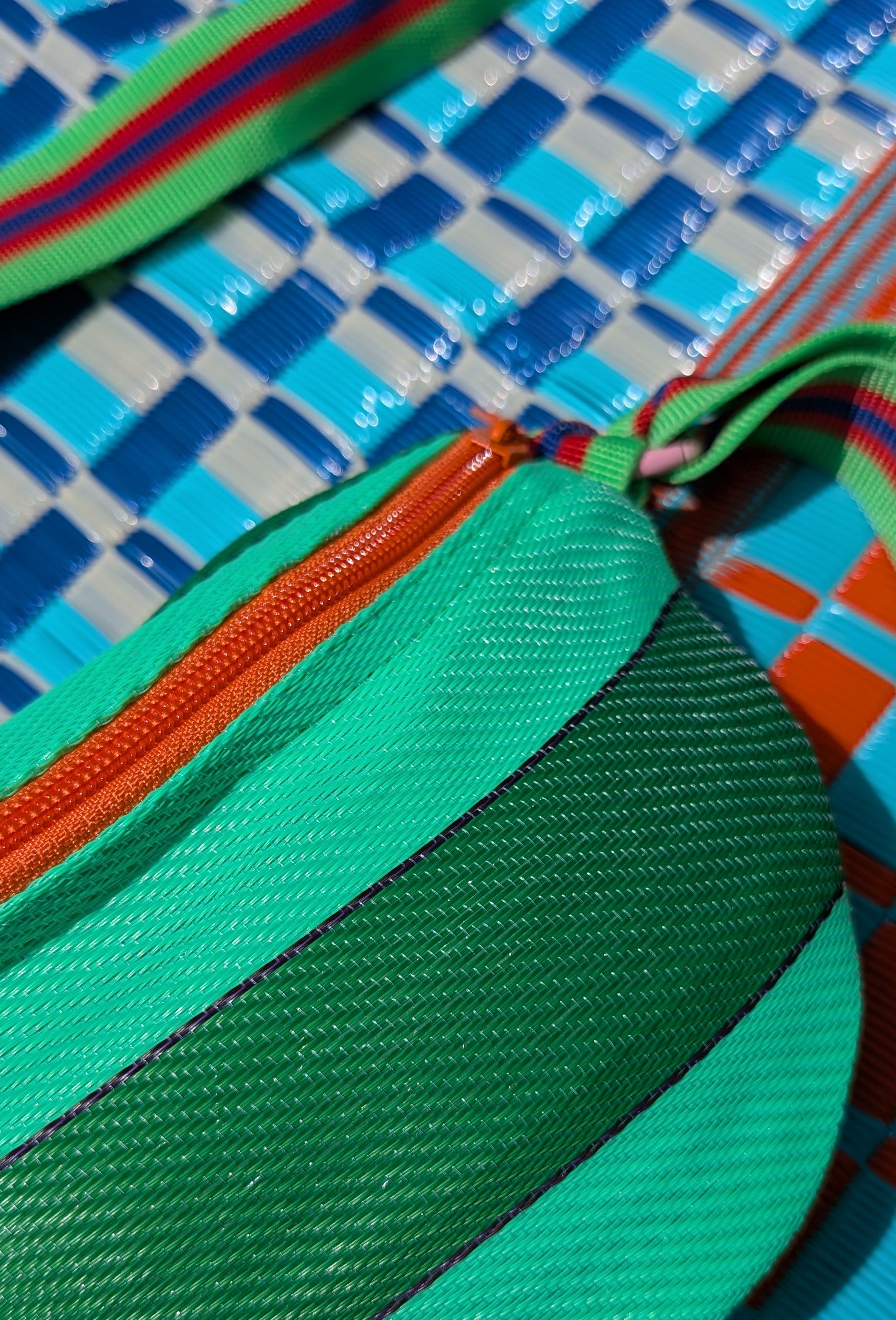 Recycled plastic stripes bum bag
