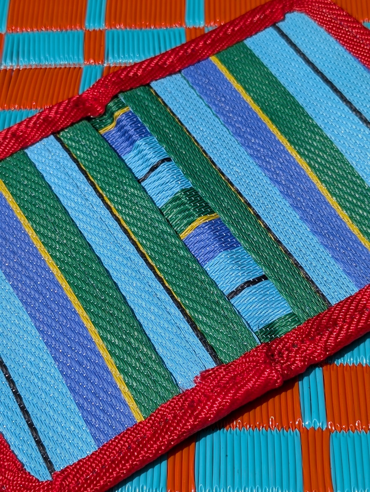 Striped recycled card holder