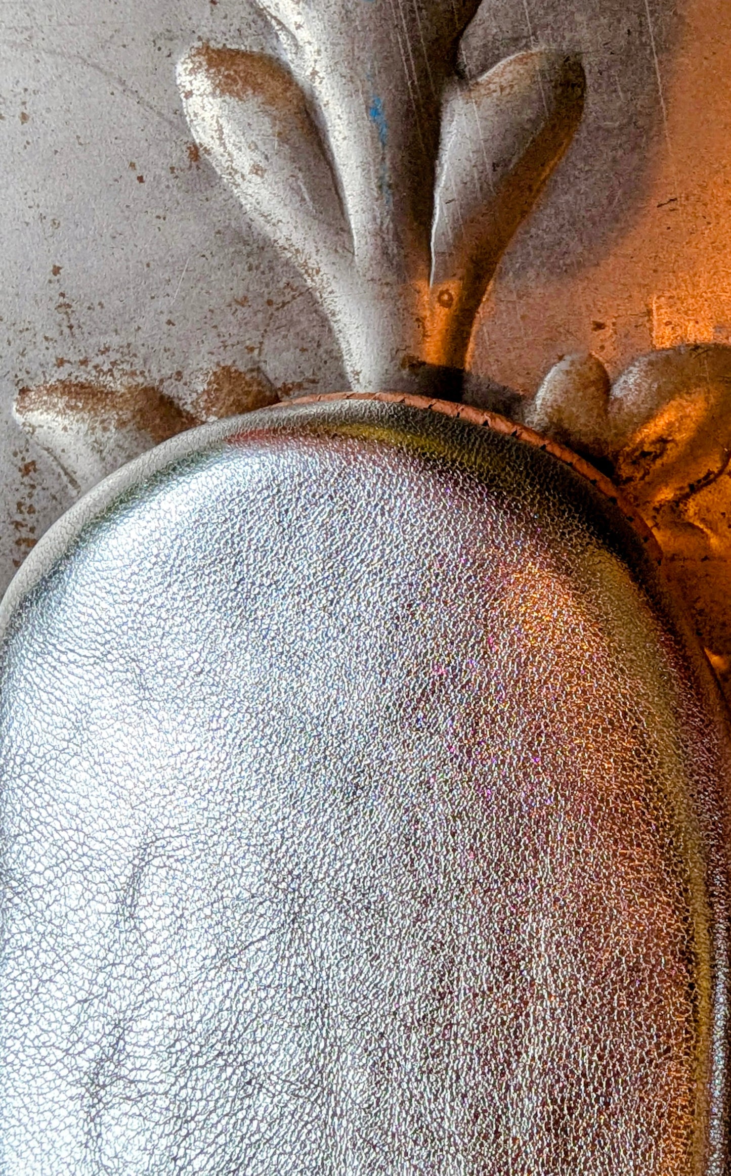 Soft leather metallic slippers .. size 39