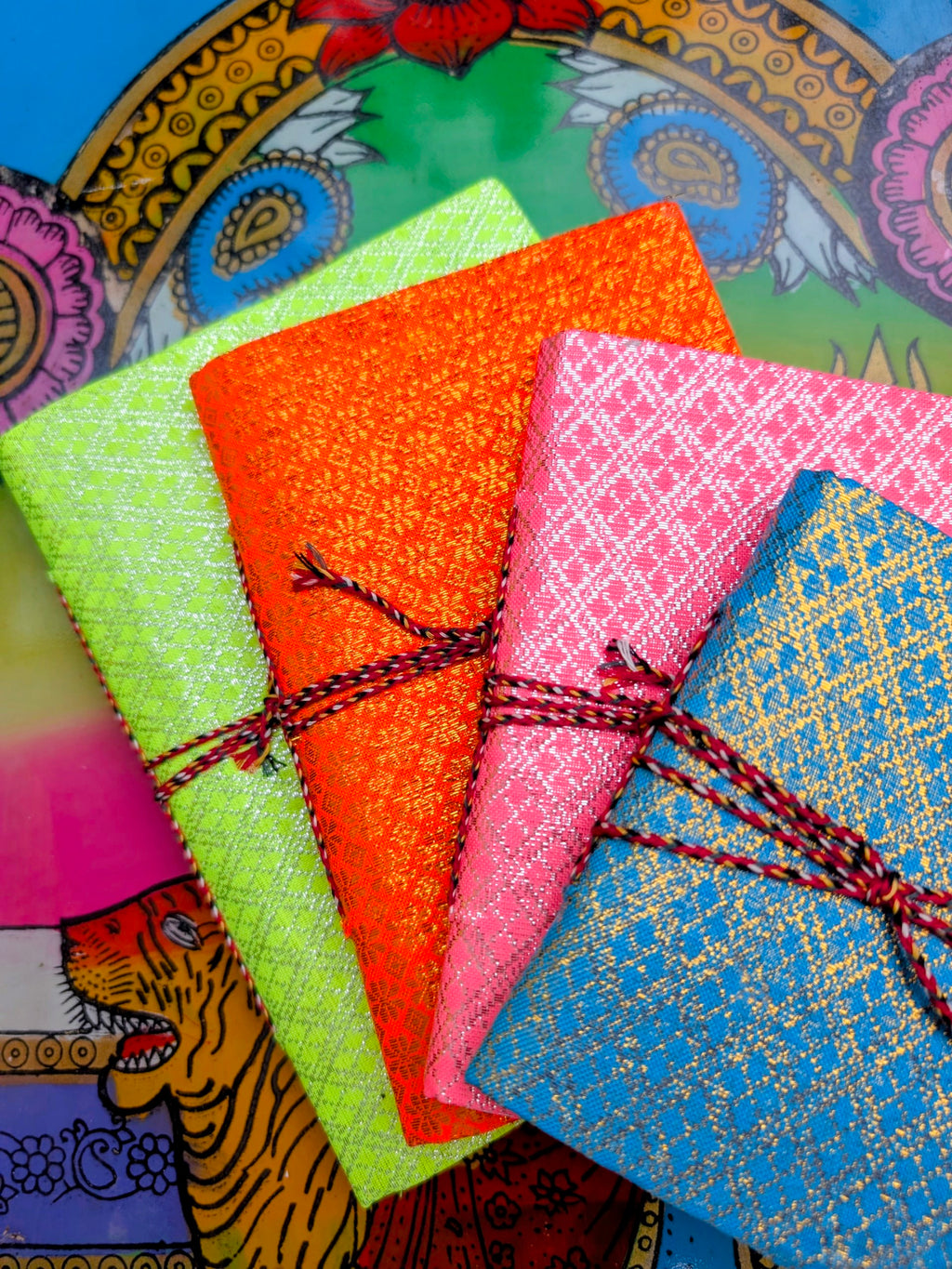 Handmade rag paper notebooks - Thai neon cover