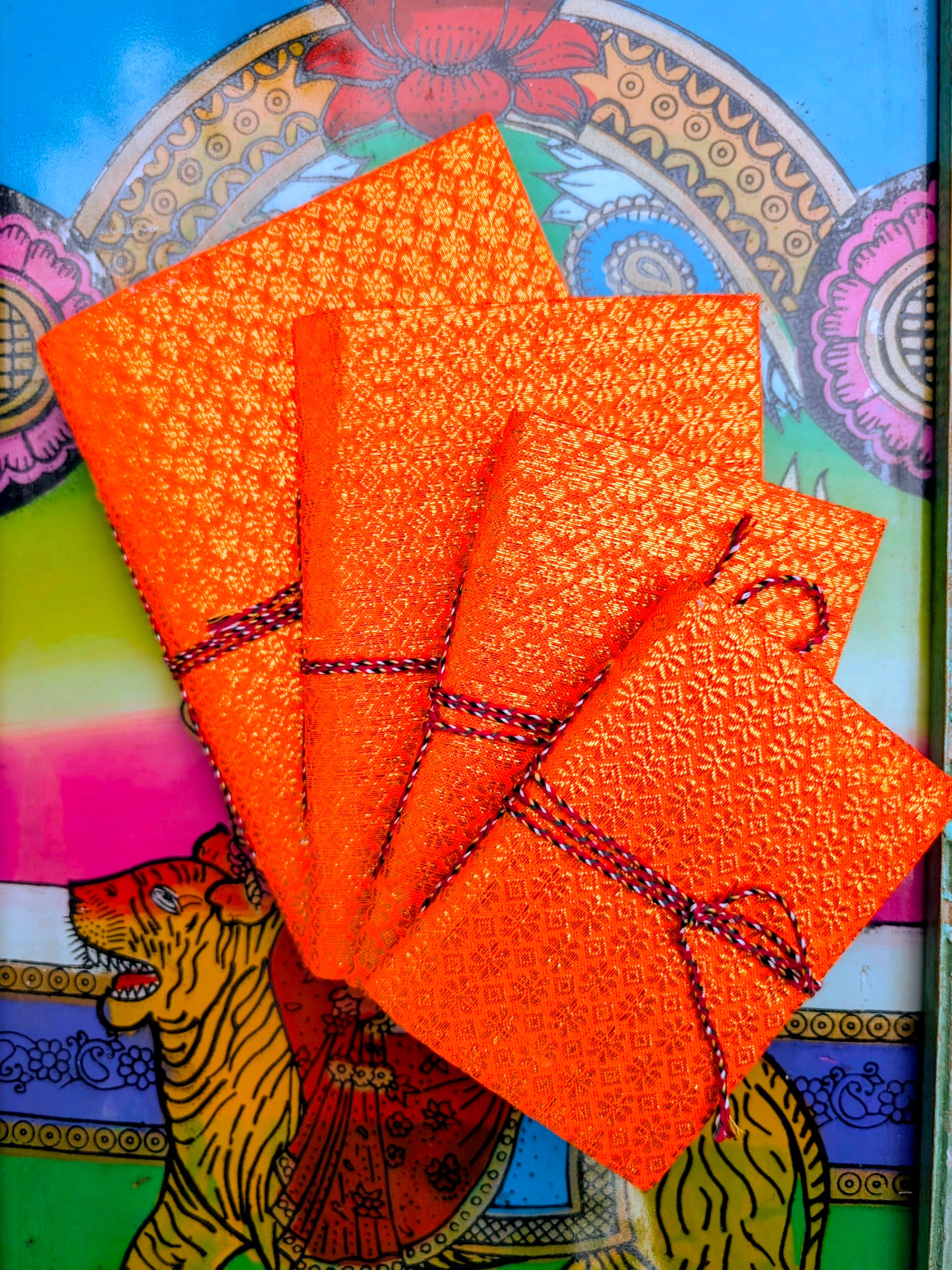Handmade rag paper notebooks - Thai neon cover
