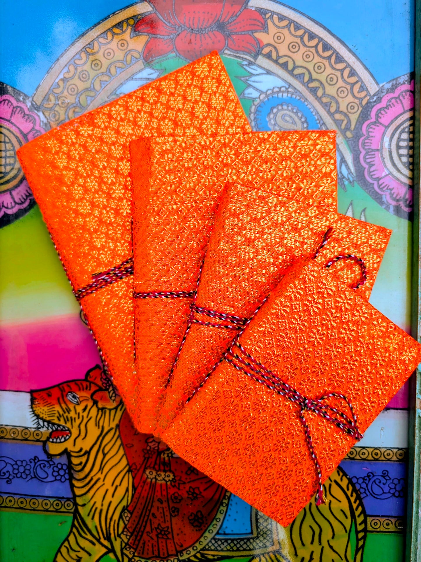 Handmade rag paper notebooks - Thai neon cover